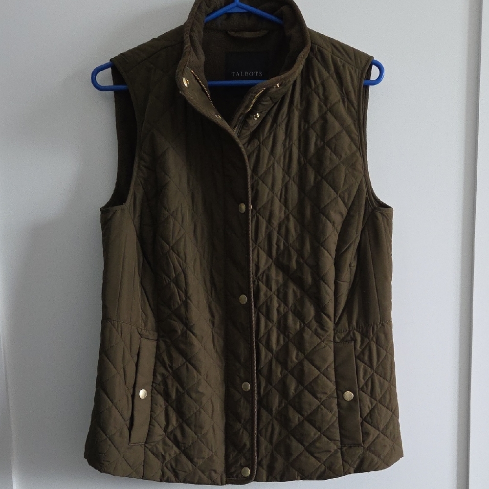 Talbots Quilted Olive Vest for Women